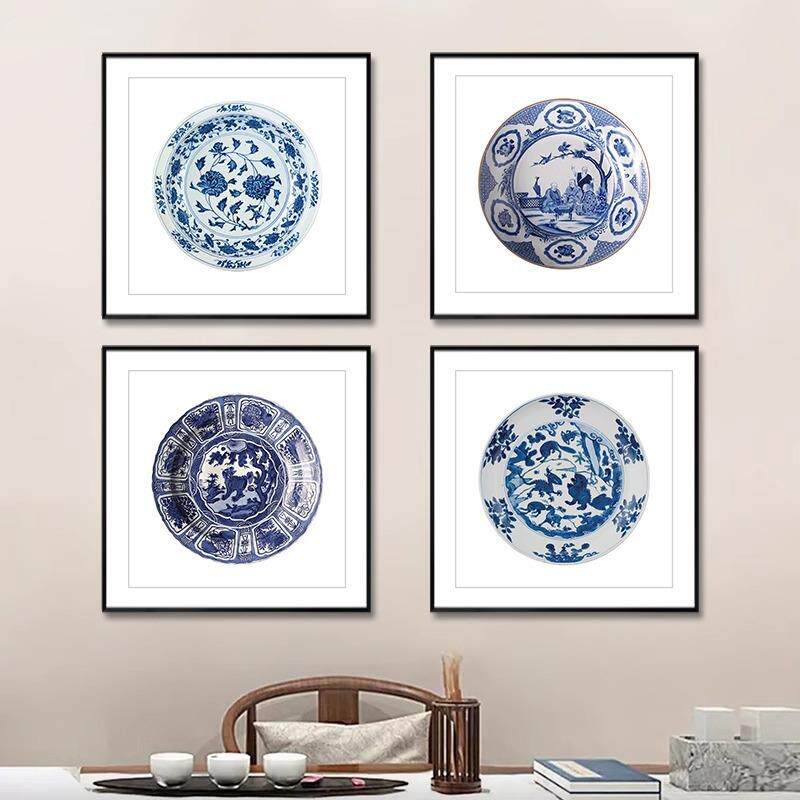青花瓷装饰画客厅书房饭店火锅店挂画青釉瓷器花瓶陶瓷中国风壁画
