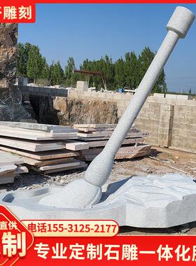 石雕毛笔摆件大理石笔砚校园景观装饰手工雕刻来图制作厂家供应