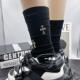LookSocks网红男女潮袜重工十字标金属装 小众堆堆袜 饰中筒袜个性