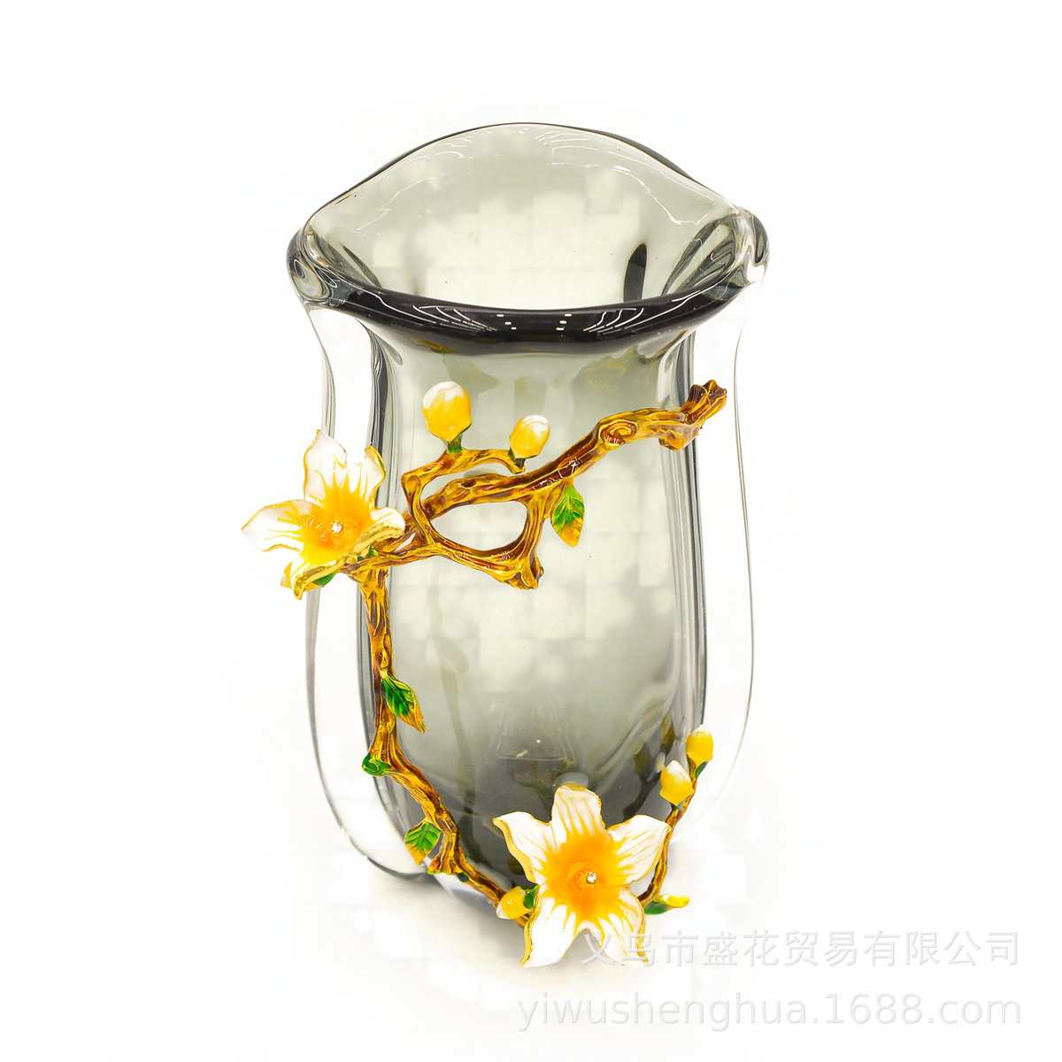 珐琅彩琉璃花瓶摆件玻璃高级感客厅电视柜酒柜玄关高档插花装饰品