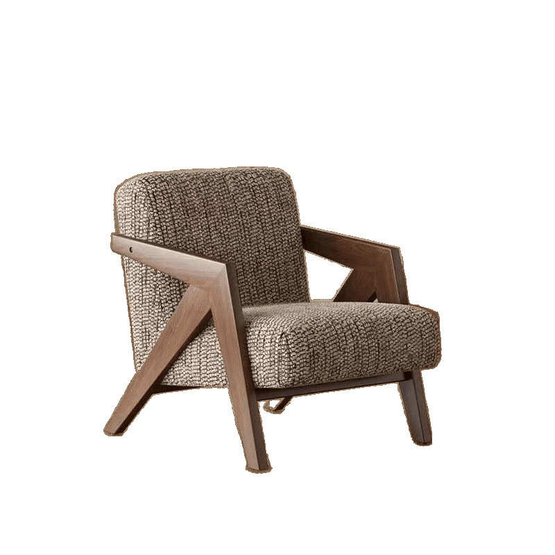 实木沙发椅靠背理查德懒人客厅椅子中古椅子休闲沙发椅条纹单人