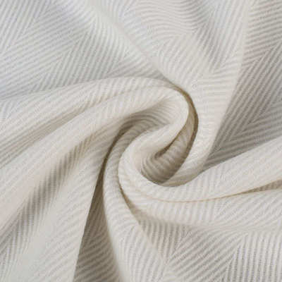 现货工厂白色半精纺立体人字斜纹30毛呢格子涤纶单面呢提面料