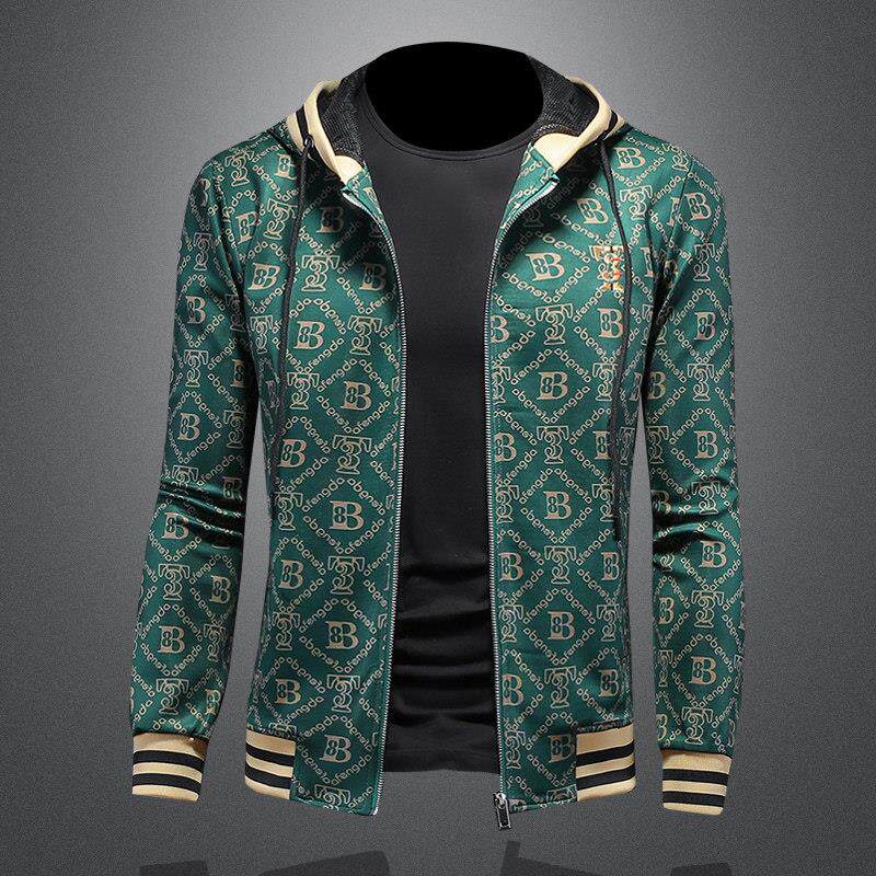 香港欧洲站刺绣卫衣男连帽外套2025春秋季新款印花开衫带帽夹克潮