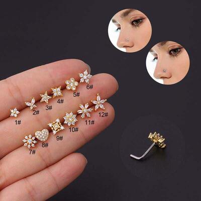 Stainless steel nose nail nose ring human body piercing
