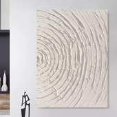 手绘油画奶油风米白色客厅背景墙装 饰画丙烯石英砂立体肌理画摆件