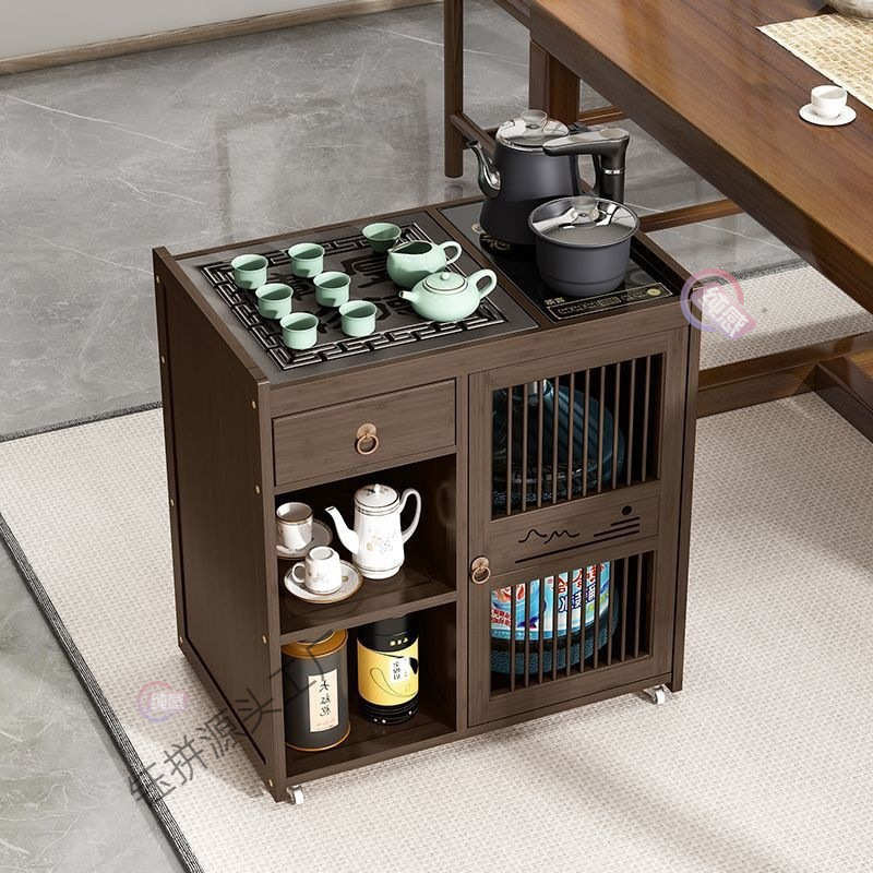 移动茶台茶桌家用非实木茶水柜带轮茶车功夫茶几茶具烧水一体边柜