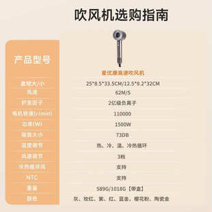 现货高速无叶空心吹风机负离子多风嘴旅居外贸无刷不易伤发电吹风