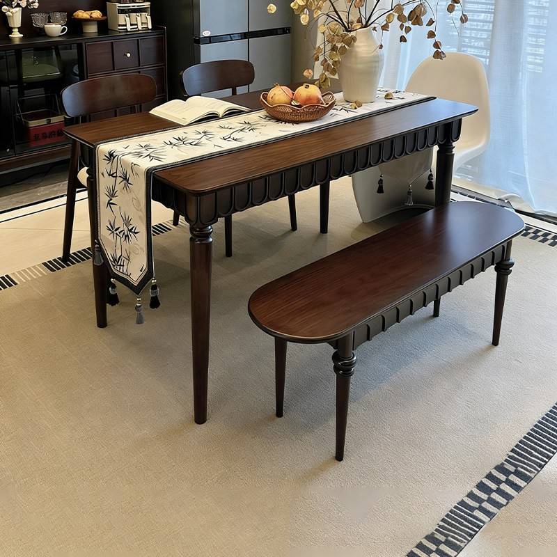 法式中古风全实木餐桌长方形吃饭桌带椅组合家用饭厅小户型西餐桌