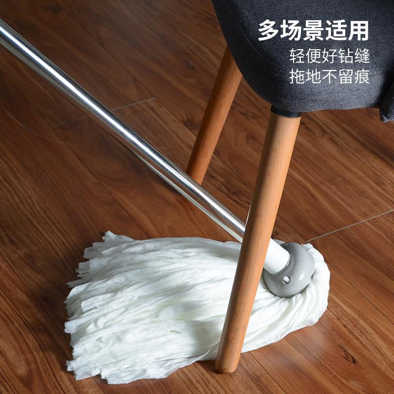 无纺布圆头水拖不锈钢加长杆吸水木地板拖把家庭清洁拖布