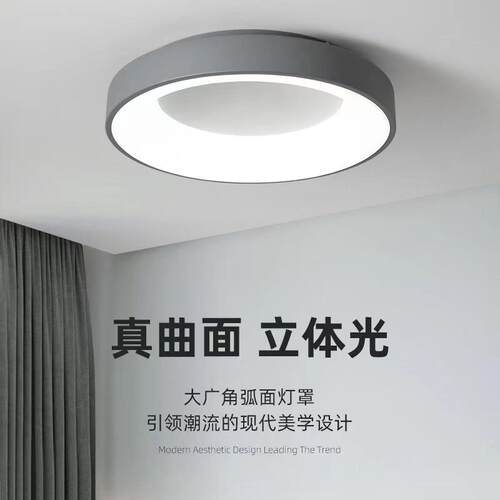 日规LED圆形吸顶灯简约现代主卧室客厅灯饰餐厅书房创艺极简灯具
