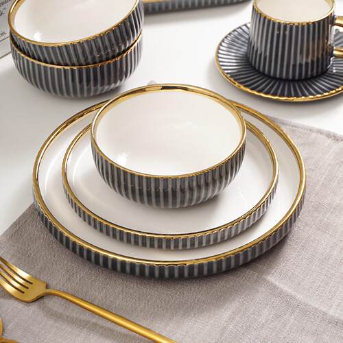 Dark gray high-end luxury ceramic tableware set, coffee cup