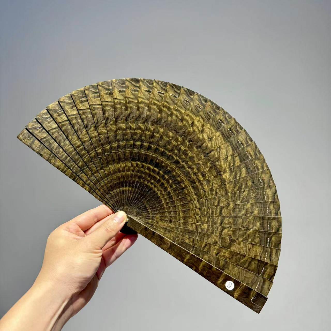 金丝楠木扇子满水波乌木小叶桢楠随身可携式古风折扇老料夏季手摇