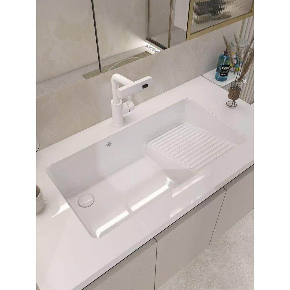 洗脸盆右排洗脸板深化集成陶瓷台面下盆阳台洗衣池嵌入式洗衣槽,家装主材,台下盆,淘宝优惠券,粉丝福利购,淘宝优惠卷