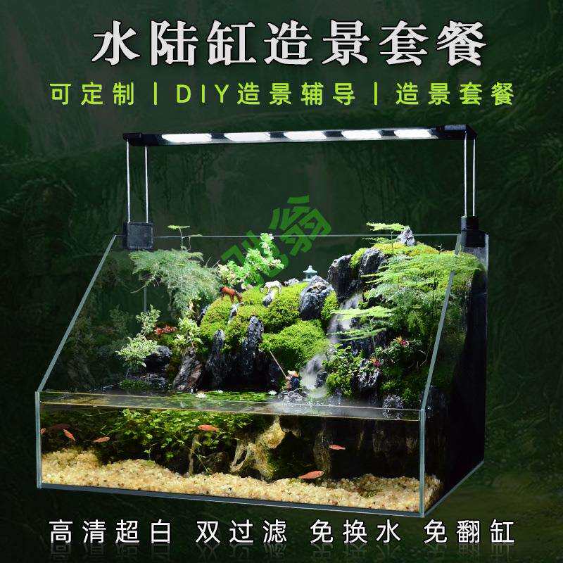 yut水陆缸造景套餐材料超白玻璃鱼缸生态雨林缸装饰植物景观草缸