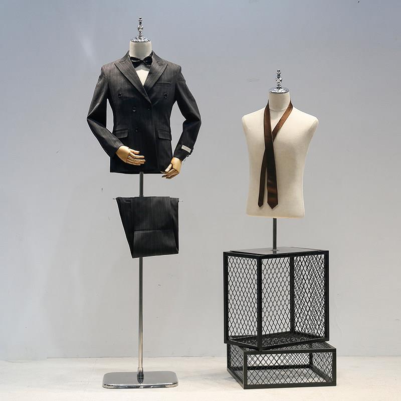 服装男模道具身男装人台橱窗西装礼服店拍摄半模特展示架特全身