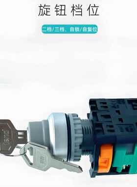 天得TEND钥匙开关TN2KS21B-1A天得TEND二档三档自锁旋钮选择开关