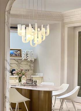 意式轻奢云玻璃吊灯法式约奶油客厅灯具NQZ简现代风大气别墅餐厅