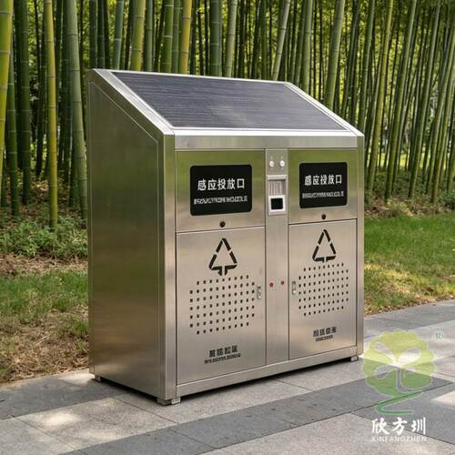 户外镂空不锈钢分类垃圾桶智能感应光伏太阳能回收箱果皮箱厂定制