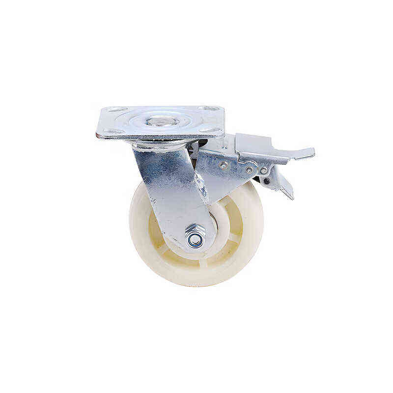 稳强YM789工业脚轮白色尼龙轮子拖车轮子5寸重型万向带刹车轮