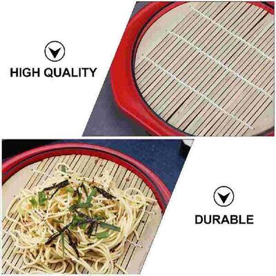 Japanese Cold Noodle Plate Decorative Food Tray with Bamboo