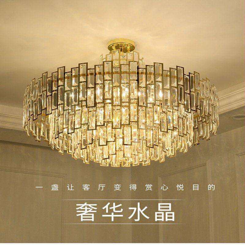 金色LED轻奢后现代水晶别墅吊灯圆形客厅吊灯创意家居卧室灯具