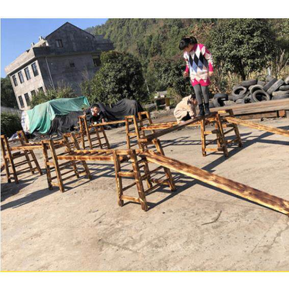 幼儿园安吉玩具体能感统训练户外木质梯子16件套攀爬架爬梯平衡木