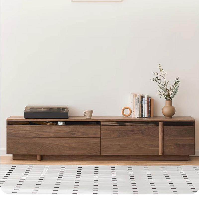 北欧简约实木黑胡桃木电视柜现代简约家用客厅小户型落地茶几组合