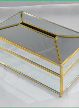 厂家供应 几何玻璃花房 玻璃抽纸盒 客厅卧房摆设抽纸盒