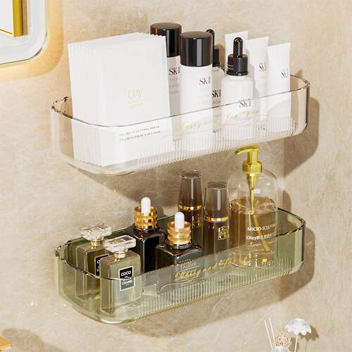 Wall-mounted bathroom storage rack, no drilling required, to