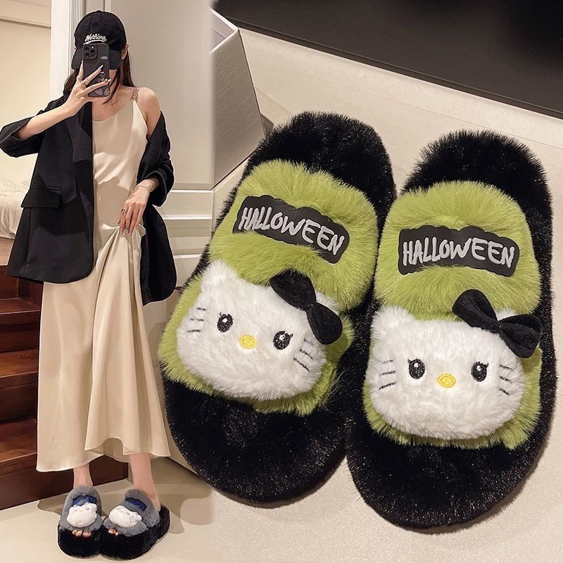 可爱毛毛拖鞋女秋冬外穿2026新款厚底舒适居家休闲露趾百搭棉拖鞋