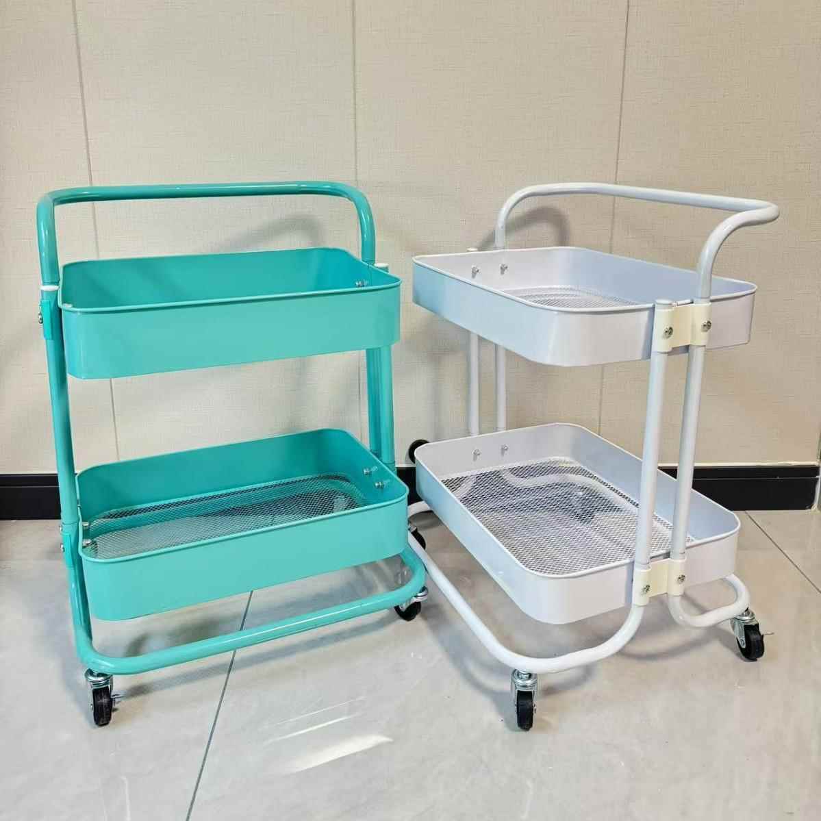 双层小推车置物架美容院客厅收纳架可移动小仪器收纳车颜色可拼