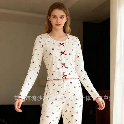 Two Set Ditsy Floral Print Lettuce Trim Sleeve Tee Elastic