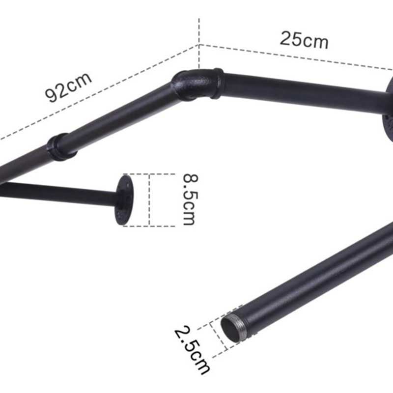 一字墙上物壁挂黑色架晾衣架服装陈列水管置式水管架复古可拆卸