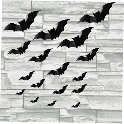 16pcs Halloween 3D black bat Wall Stickers Halloween party