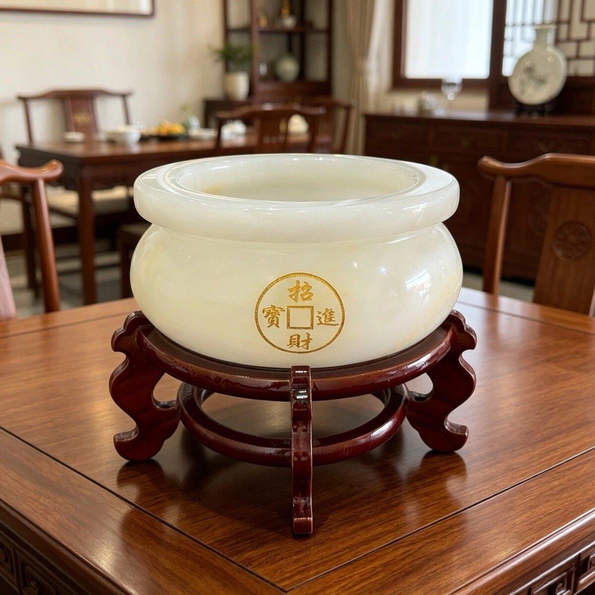 玉石聚宝盆家居摆饰招财家居客厅店铺开业送礼乔迁办公装饰元宝摆