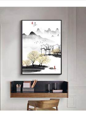 新中国风覆盖加热检验口黑框普通装饰画消防栓电箱挡挂画