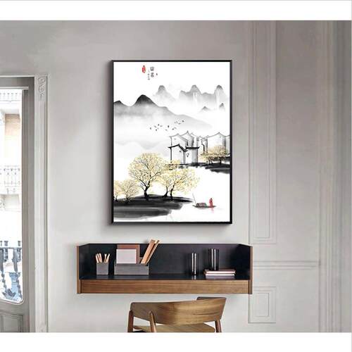 新中国风覆盖加热检验口黑框普通装饰画消防栓电箱挡挂画