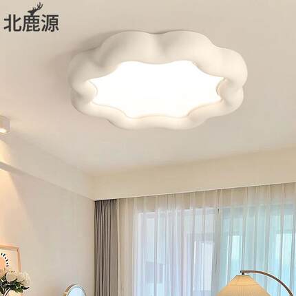 护眼卧室灯北欧奶油风创意梅花树脂主卧书房灯具全光谱房间吸顶灯