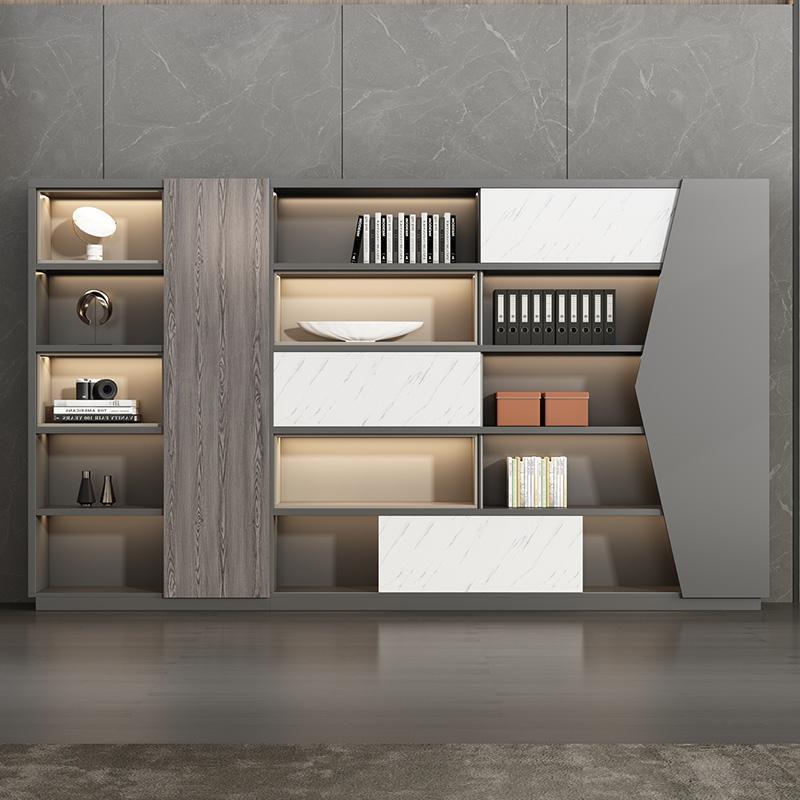 老板办公室轻奢木质档案资料文件柜储藏书柜子经理室背景柜