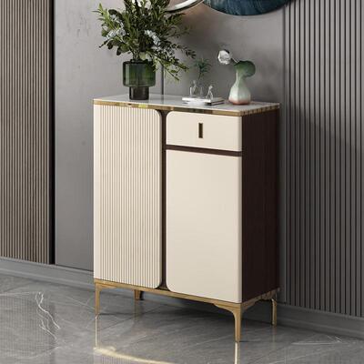 实木轻奢岩新茶餐边柜一体靠RSP墙现板代款简约家用储物柜小户型