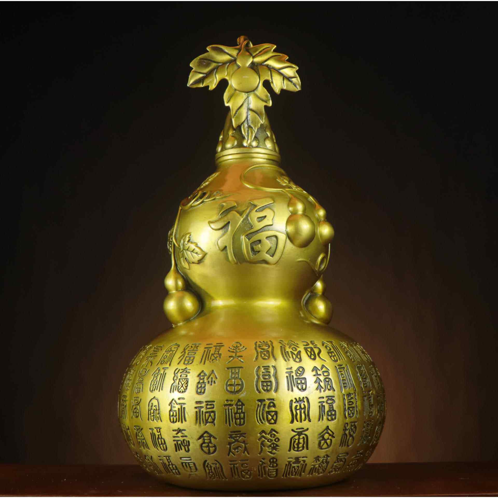 铜葫芦摆件大号小号铜空心开口大葫芦百福禄客厅家具装饰百福葫