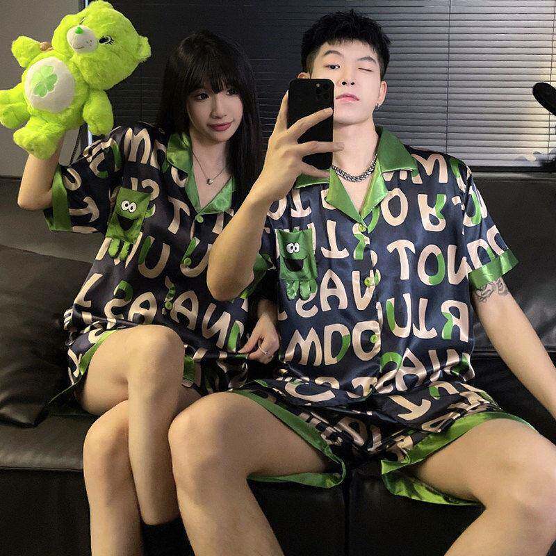 高级感情侣睡衣女2026新款薄款夏季冰丝短袖可外穿男士家居服套装