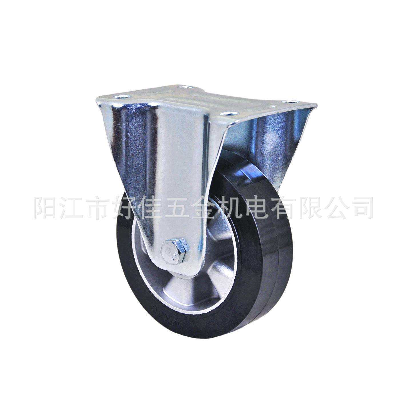 产品150X50X55mm好佳牌欧洲款重型铝芯黑色橡胶定向脚轮