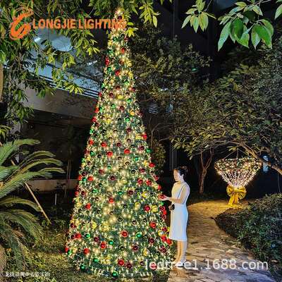 高4.8米 宽1.9米 仿真圣诞席草树灯户外圣诞仿真酒店装饰带灯装饰