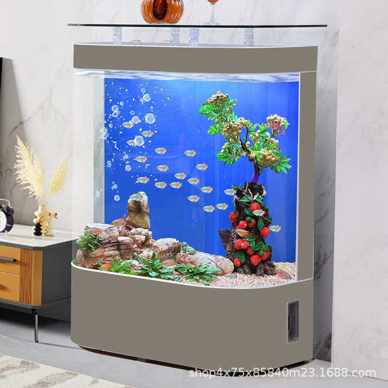 金鱼缸水族箱靠墙家用客厅懒人落地源头海大生态玻璃中型弯创工厂