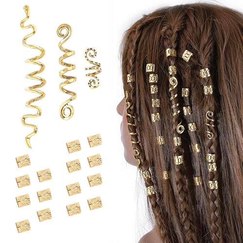 Women Braids Dreadlock Beads Metal Hair Clips Decoration