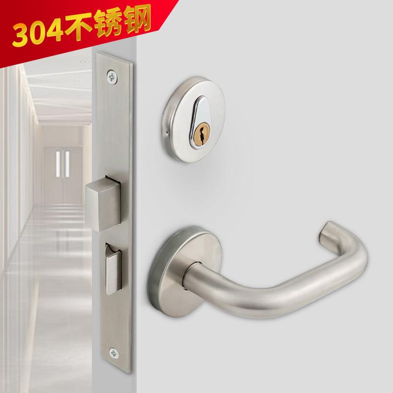 304不锈钢防火门锁消防门锁全套管道井锁配件通道门专用把手锁体图片