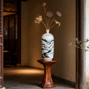 收藏级雪景花瓶 齐白石嫡传人刘培竹手绘陶瓷瓶高档装饰陈列摆件