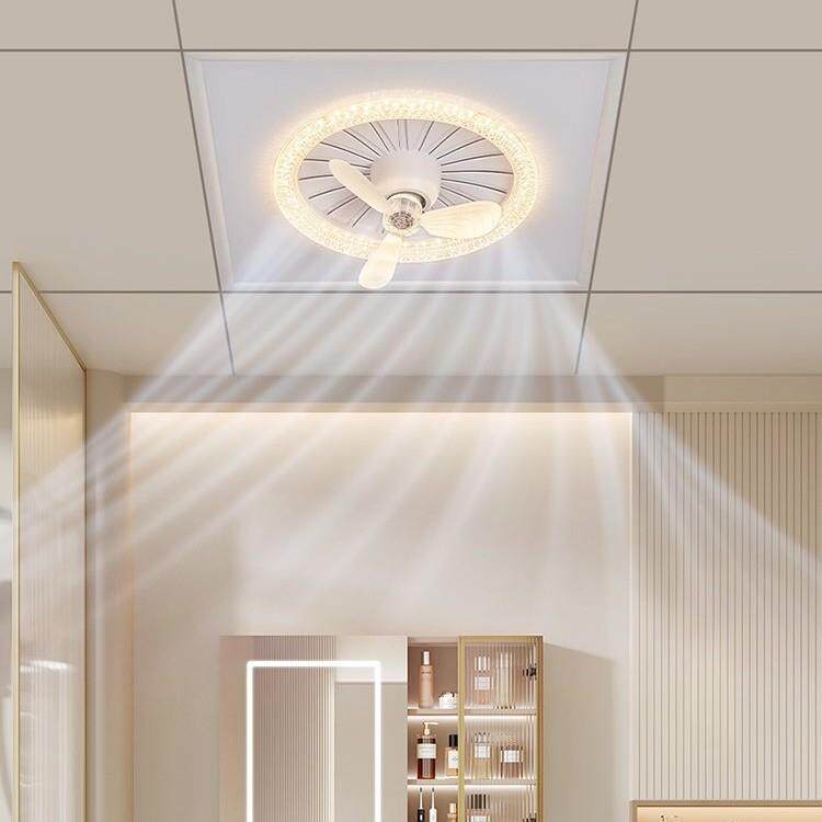 现代简约吸顶灯家用一体吊顶厨房可摇头电扇灯嵌入式厨卫风扇灯