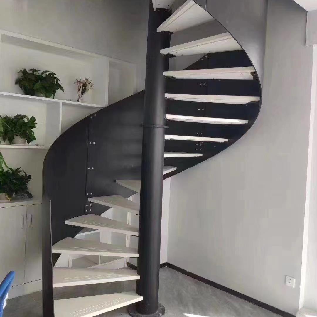 室内楼梯家用别墅弧形楼梯复式钢结构旋转卷板楼梯阁楼轻奢楼梯